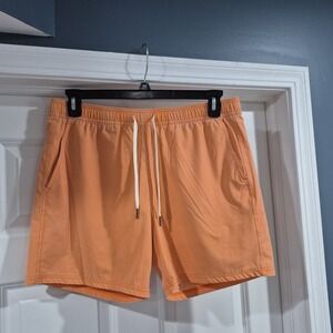 Fair Harbor Swim Trunks Mens Large Washed Orange Lined Shorts Travel Active 5"